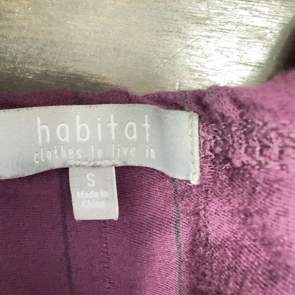 Habitat Clothes To Live In Wine Striped Tunic Top 100% Cotton Striped Artsy Sz S